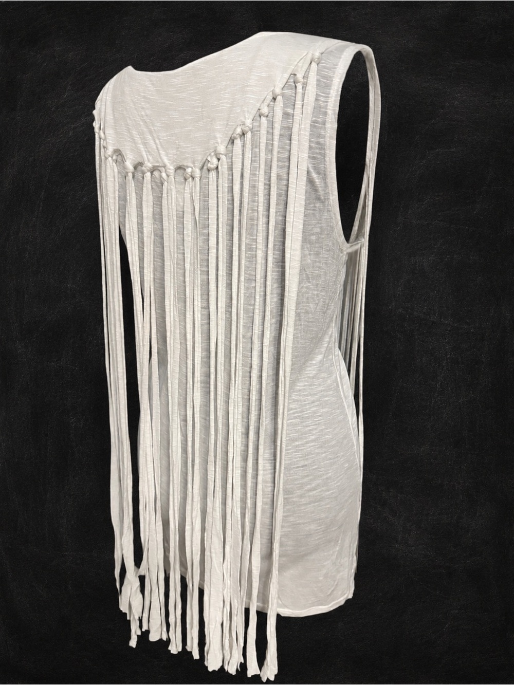 Sexy Fringe Tank Top NWT Boho Festival Bleach White L - Picture 4 of 6